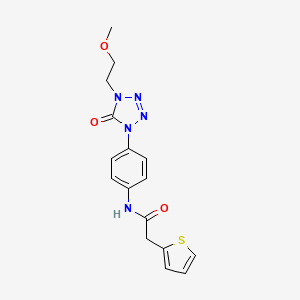 molecular formula C16H17N5O3S B3008408 N-(4-(4-(2-methoxyethyl)-5-oxo-4,5-dihydro-1H-tetrazol-1-yl)phenyl)-2-(thiophen-2-yl)acetamide CAS No. 1396847-18-9