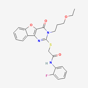 2-[[3-(3-ethoxypropyl)-4-oxo-[1]benzofuro[3,2-d]pyrimidin-2-yl]sulfanyl]-N-(2-fluorophenyl)acetamide