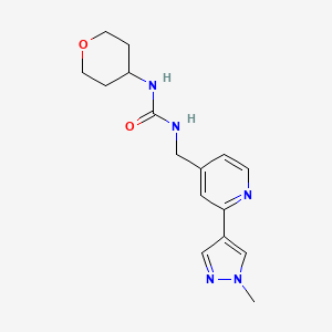 molecular formula C16H21N5O2 B3008412 1-((2-(1-methyl-1H-pyrazol-4-yl)pyridin-4-yl)methyl)-3-(tetrahydro-2H-pyran-4-yl)urea CAS No. 2034309-74-3