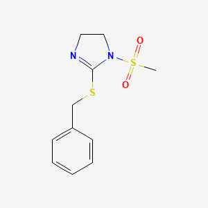 molecular formula C11H14N2O2S2 B3008413 2-Benzylsulfanyl-1-methylsulfonyl-4,5-dihydroimidazole CAS No. 74602-28-1
