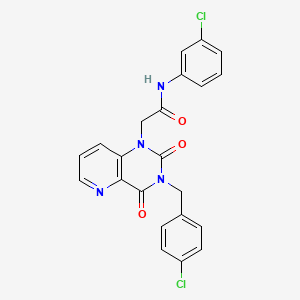 molecular formula C22H16Cl2N4O3 B3008415 2-(3-(4-chlorobenzyl)-2,4-dioxo-3,4-dihydropyrido[3,2-d]pyrimidin-1(2H)-yl)-N-(3-chlorophenyl)acetamide CAS No. 923217-47-4
