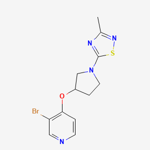 molecular formula C12H13BrN4OS B3008423 5-[3-(3-Bromopyridin-4-yl)oxypyrrolidin-1-yl]-3-methyl-1,2,4-thiadiazole CAS No. 2380099-53-4