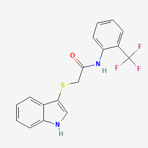 molecular formula C17H13F3N2OS B3008430 2-(1H-indol-3-ylsulfanyl)-N-[2-(trifluoromethyl)phenyl]acetamide CAS No. 450351-68-5