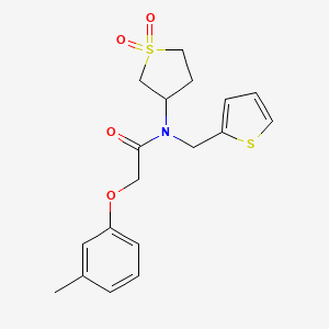 molecular formula C18H21NO4S2 B3008437 N-(1,1-dioxothiolan-3-yl)-2-(3-methylphenoxy)-N-(thiophen-2-ylmethyl)acetamide CAS No. 573934-44-8
