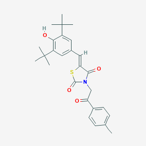 molecular formula C27H31NO4S B300846 (5Z)-5-(3,5-di-tert-butyl-4-hydroxybenzylidene)-3-[2-(4-methylphenyl)-2-oxoethyl]-1,3-thiazolidine-2,4-dione 
