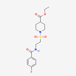 molecular formula C17H23FN2O5S B3008464 1-((2-(4-氟苯甲酰氨基)乙基)磺酰基)哌啶-4-甲酸乙酯 CAS No. 899979-91-0