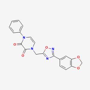 molecular formula C20H14N4O5 B3008469 1-{[3-(1,3-Benzodioxol-5-yl)-1,2,4-oxadiazol-5-yl]methyl}-4-phenyl-1,4-dihydro-2,3-pyrazinedione CAS No. 1251692-32-6