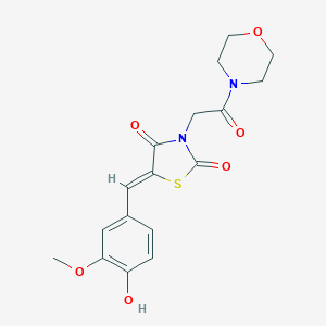molecular formula C17H18N2O6S B300847 5-(4-Hydroxy-3-methoxybenzylidene)-3-[2-(4-morpholinyl)-2-oxoethyl]-1,3-thiazolidine-2,4-dione 