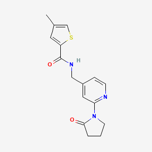 molecular formula C16H17N3O2S B3008472 4-甲基-N-((2-(2-氧代吡咯烷-1-基)吡啶-4-基)甲基)噻吩-2-甲酰胺 CAS No. 2034585-58-3