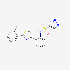 molecular formula C19H15FN4O2S2 B3008476 N-(2-(2-(2-fluorophenyl)thiazol-4-yl)phenyl)-1-methyl-1H-pyrazole-4-sulfonamide CAS No. 1798465-75-4