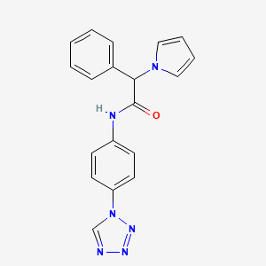 molecular formula C19H16N6O B3008485 N-(4-(1H-tetrazol-1-yl)phenyl)-2-phenyl-2-(1H-pyrrol-1-yl)acetamide CAS No. 1286695-27-9