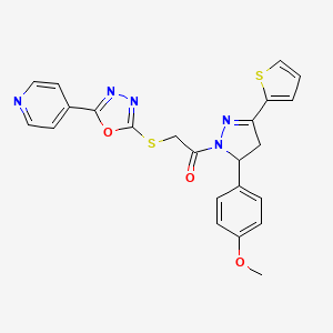 1-[5-(4-methoxyphenyl)-3-(thiophen-2-yl)-4,5-dihydro-1H-pyrazol-1-yl]-2-{[5-(pyridin-4-yl)-1,3,4-oxadiazol-2-yl]sulfanyl}ethanone