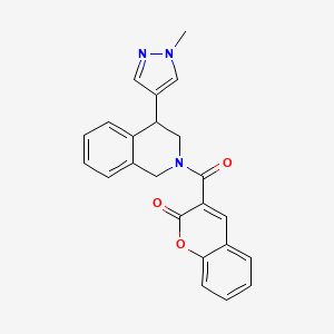 molecular formula C23H19N3O3 B3008500 3-(4-(1-methyl-1H-pyrazol-4-yl)-1,2,3,4-tetrahydroisoquinoline-2-carbonyl)-2H-chromen-2-one CAS No. 2034534-03-5
