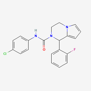 molecular formula C20H17ClFN3O B3008501 N-(4-chlorophenyl)-1-(2-fluorophenyl)-3,4-dihydropyrrolo[1,2-a]pyrazine-2(1H)-carboxamide CAS No. 900012-28-4