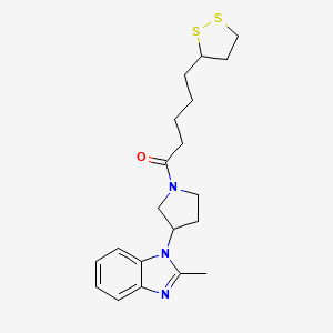 molecular formula C20H27N3OS2 B3008509 5-(1,2-dithiolan-3-yl)-1-(3-(2-methyl-1H-benzo[d]imidazol-1-yl)pyrrolidin-1-yl)pentan-1-one CAS No. 2034385-59-4