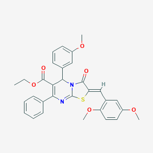 molecular formula C31H28N2O6S B300851 ethyl 2-(2,5-dimethoxybenzylidene)-5-(3-methoxyphenyl)-3-oxo-7-phenyl-2,3-dihydro-5H-[1,3]thiazolo[3,2-a]pyrimidine-6-carboxylate 