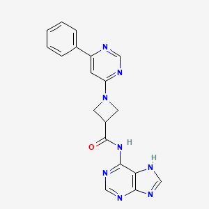 molecular formula C19H16N8O B3008510 1-(6-phenylpyrimidin-4-yl)-N-(9H-purin-6-yl)azetidine-3-carboxamide CAS No. 2034582-35-7