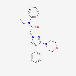 Ethyl 3-{[({6-[(3-fluorophenyl)sulfonyl]pyridazin-3-yl}thio)acetyl]amino}benzoate