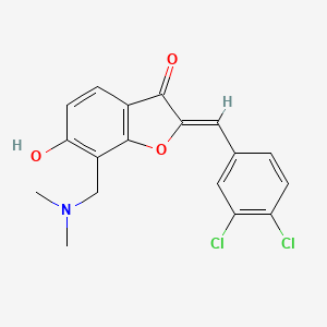molecular formula C18H15Cl2NO3 B3008517 (Z)-2-(3,4-dichlorobenzylidene)-7-((dimethylamino)methyl)-6-hydroxybenzofuran-3(2H)-one CAS No. 899388-00-2