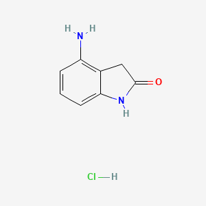molecular formula C8H9ClN2O B3008519 4-Amino-1,3-dihydroindol-2-one;hydrochloride CAS No. 2490435-74-8