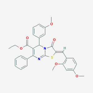 molecular formula C31H28N2O6S B300852 ethyl 2-(2,4-dimethoxybenzylidene)-5-(3-methoxyphenyl)-3-oxo-7-phenyl-2,3-dihydro-5H-[1,3]thiazolo[3,2-a]pyrimidine-6-carboxylate 