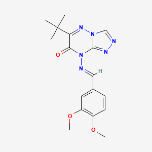 molecular formula C17H20N6O3 B3008520 6-tert-butyl-8-{[(E)-(3,4-dimethoxyphenyl)methylidene]amino}[1,2,4]triazolo[4,3-b][1,2,4]triazin-7(8H)-one CAS No. 538338-19-1