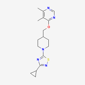 molecular formula C17H23N5OS B3008522 3-Cyclopropyl-5-[4-[(5,6-dimethylpyrimidin-4-yl)oxymethyl]piperidin-1-yl]-1,2,4-thiadiazole CAS No. 2379993-55-0