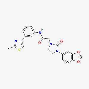 molecular formula C22H20N4O4S B3008527 2-(3-(benzo[d][1,3]dioxol-5-yl)-2-oxoimidazolidin-1-yl)-N-(3-(2-methylthiazol-4-yl)phenyl)acetamide CAS No. 1286714-04-2