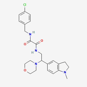 molecular formula C24H29ClN4O3 B3008529 N1-(4-chlorobenzyl)-N2-(2-(1-methylindolin-5-yl)-2-morpholinoethyl)oxalamide CAS No. 922556-73-8