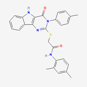 molecular formula C27H24N4O2S B3008530 N-(2,4-dimethylphenyl)-2-((4-oxo-3-(p-tolyl)-4,5-dihydro-3H-pyrimido[5,4-b]indol-2-yl)thio)acetamide CAS No. 536704-61-7