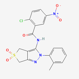 molecular formula C19H15ClN4O5S B3008537 2-chloro-N-(5,5-dioxido-2-(o-tolyl)-4,6-dihydro-2H-thieno[3,4-c]pyrazol-3-yl)-5-nitrobenzamide CAS No. 449786-01-0