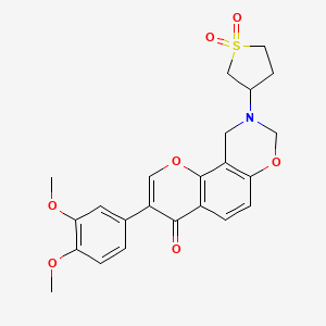 molecular formula C23H23NO7S B3008548 3-(3,4-dimethoxyphenyl)-9-(1,1-dioxidotetrahydrothiophen-3-yl)-9,10-dihydrochromeno[8,7-e][1,3]oxazin-4(8H)-one CAS No. 951931-10-5