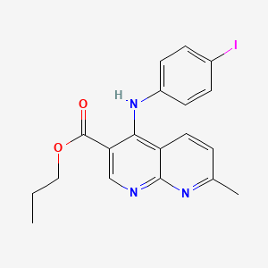 molecular formula C19H18IN3O2 B3008560 Propyl 4-((4-iodophenyl)amino)-7-methyl-1,8-naphthyridine-3-carboxylate CAS No. 1116007-08-9