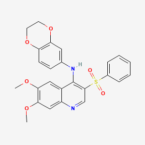 molecular formula C25H22N2O6S B3008564 N-(2,3-二氢苯并[b][1,4]二噁英-6-基)-6,7-二甲氧基-3-(苯磺酰基)喹啉-4-胺 CAS No. 895649-98-6