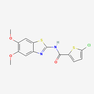 molecular formula C14H11ClN2O3S2 B3008565 5-chloro-N-(5,6-dimethoxybenzo[d]thiazol-2-yl)thiophene-2-carboxamide CAS No. 895437-68-0