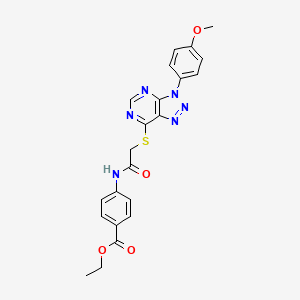molecular formula C22H20N6O4S B3008582 ethyl 4-(2-((3-(4-methoxyphenyl)-3H-[1,2,3]triazolo[4,5-d]pyrimidin-7-yl)thio)acetamido)benzoate CAS No. 863500-54-3