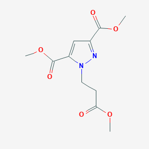 molecular formula C11H14N2O6 B3008584 dimethyl 1-(3-methoxy-3-oxopropyl)-1H-pyrazole-3,5-dicarboxylate CAS No. 1707562-60-4