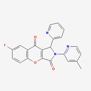 molecular formula C22H14FN3O3 B3008594 7-Fluoro-2-(4-methylpyridin-2-yl)-1-(pyridin-2-yl)-1,2-dihydrochromeno[2,3-c]pyrrole-3,9-dione CAS No. 902049-72-3