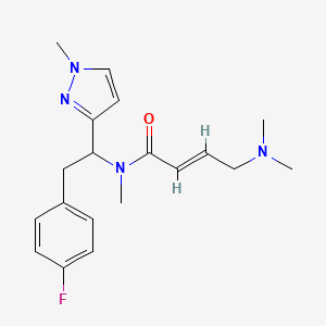 molecular formula C19H25FN4O B3008598 (E)-4-(Dimethylamino)-N-[2-(4-fluorophenyl)-1-(1-methylpyrazol-3-yl)ethyl]-N-methylbut-2-enamide CAS No. 2411329-68-3