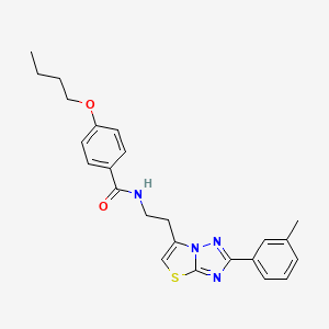 molecular formula C24H26N4O2S B3008602 4-丁氧基-N-(2-(2-(间甲苯基)噻唑并[3,2-b][1,2,4]三唑-6-基)乙基)苯甲酰胺 CAS No. 894043-50-6