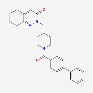 molecular formula C27H29N3O2 B3008603 2-[[1-(4-Phenylbenzoyl)piperidin-4-yl]methyl]-5,6,7,8-tetrahydrocinnolin-3-one CAS No. 2320857-37-0