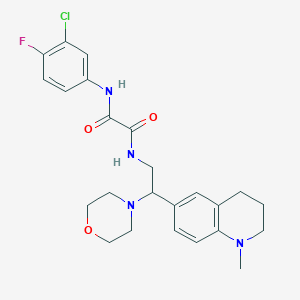 molecular formula C24H28ClFN4O3 B3008605 N1-(3-chloro-4-fluorophenyl)-N2-(2-(1-methyl-1,2,3,4-tetrahydroquinolin-6-yl)-2-morpholinoethyl)oxalamide CAS No. 922013-47-6