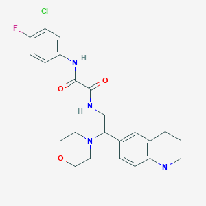 molecular formula C24H28ClFN4O3 B3008605 N'-(3-chloro-4-fluorophenyl)-N-[2-(1-methyl-1,2,3,4-tetrahydroquinolin-6-yl)-2-(morpholin-4-yl)ethyl]ethanediamide CAS No. 922013-47-6