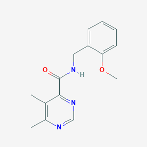 molecular formula C15H17N3O2 B3008607 N-[(2-Methoxyphenyl)methyl]-5,6-dimethylpyrimidine-4-carboxamide CAS No. 2415502-58-6