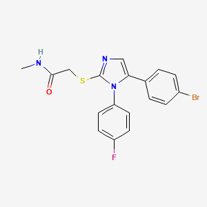 molecular formula C18H15BrFN3OS B3008612 2-((5-(4-bromophenyl)-1-(4-fluorophenyl)-1H-imidazol-2-yl)thio)-N-methylacetamide CAS No. 1207035-71-9