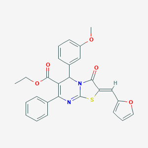 molecular formula C27H22N2O5S B300862 ethyl 2-(2-furylmethylene)-5-(3-methoxyphenyl)-3-oxo-7-phenyl-2,3-dihydro-5H-[1,3]thiazolo[3,2-a]pyrimidine-6-carboxylate 