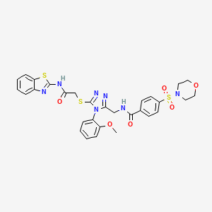 molecular formula C30H29N7O6S3 B3008630 N-((5-((2-(benzo[d]thiazol-2-ylamino)-2-oxoethyl)thio)-4-(2-methoxyphenyl)-4H-1,2,4-triazol-3-yl)methyl)-4-(morpholinosulfonyl)benzamide CAS No. 309967-89-3