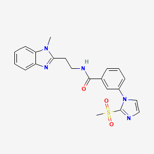molecular formula C21H21N5O3S B3008632 N-(2-(1-甲基-1H-苯并[d]咪唑-2-基)乙基)-3-(2-(甲磺酰基)-1H-咪唑-1-基)苯甲酰胺 CAS No. 2034346-45-5