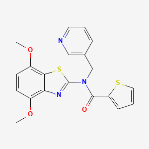 molecular formula C20H17N3O3S2 B3008634 N-(4,7-二甲氧基苯并[d]噻唑-2-基)-N-(吡啶-3-基甲基)噻吩-2-甲酰胺 CAS No. 895430-83-8