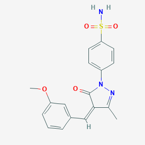 molecular formula C18H17N3O4S B300864 4-[4-(3-methoxybenzylidene)-3-methyl-5-oxo-4,5-dihydro-1H-pyrazol-1-yl]benzenesulfonamide 